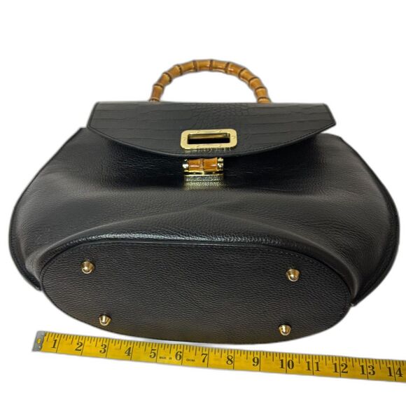 Solo Perché Italy Nove Croc Emboss Leather Purse Handbag Designer Womens - Picture 8 of 9